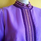 vtg 70s Lavender Maxi Hostess Dress Ethnic Tribal S/M Party Evening Hippie Boho