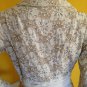 Vtg 70s Illusion Lace Maxi Hostess Dress Wedding Gown Beads/Sequins S/M Couture