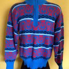 vtg 80s/90s Obermeyer Half Zip Mens Ski Lodge Resort Rival Sweater M Blue Red