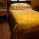 Vtg Fieldcrest Gold Hobnail Chenille Cabbage Rose Bedspread Ball Fringe 104x116