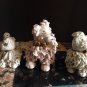 50s Set/3 Mid Century Ceramic Spaghetti Poodles Pink & White Signed F