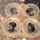 vtg Set/4 Louisa May Alcott Little Women Ashtrays Coasters Frosted Glass