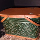 vtg 50s Hawkeye Wicker Picnic Basket w/Cups, Plate Holders & Flatware Ex Nice