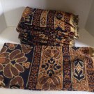 vtg Retro TasteMaker 9pc Bath & Hand Towel Set Brown Black Tribal Batik Floral