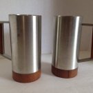 Royal Selangor Pair Wood Pewter Tankards Steins Mugs Danish Modern Style Discont