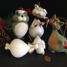 Set/4 Cute Tails Flocked Cat Kissing Kitty Christmas Ornaments Mistletoe Santa