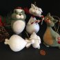 Set/4 Cute Tails Flocked Cat Kissing Kitty Christmas Ornaments Mistletoe Santa