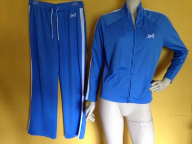 IZOD Blue White Breathable Jogging Track Workout Set Suit Pants Jacket M/L Sweat