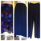 Lot/3 M Long Midi Skirts Ruffled Silk Express Travelers Pants Floral Black