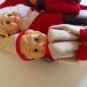 Rare vtg Hugging Set/3 Knee Hugger Elves Elf on the Shelf Boys Striped Hat Felt