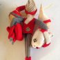 Rare vtg Hugging Set/3 Knee Hugger Elves Elf on the Shelf Boys Striped Hat Felt