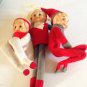 Rare vtg Hugging Set/3 Knee Hugger Elves Elf on the Shelf Boys Striped Hat Felt