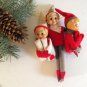 Rare vtg Hugging Set/3 Knee Hugger Elves Elf on the Shelf Boys Striped Hat Felt