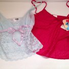 Set/2 Cami Camisoles Light Blue Lace Neccessary Objects Magenta M