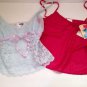 Set/2 Cami Camisoles Light Blue Lace Neccessary Objects Magenta M