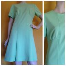 vtg 60s/70s Gogo Mod Retro Mint Green Polyester knit Scooter Dress M/L