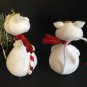 Set/4 Cute Tails Flocked Cat Kitty Christmas Ornaments Angel Heavy Large White
