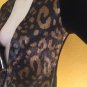 Cache Sequined Leopard Animal Print Soft Cardigan Sweater Knit LW Top Black Gold