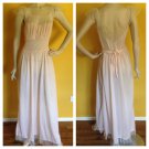 vtg Saab Lingerie Silky Very Sheer Nylon Baby Pink Chiffon Trim Maxi Gown 34
