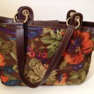 Maxx Silky Floral Fabric Handbag Purse Vibrant Orange Blue Green Tropical Print