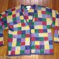 Vtg 80s slouchy patchwork cardigan Sweater large L Fuzzy Knit
