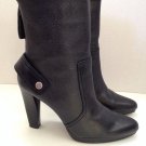 Simply Vera Wang Nightshade Black Textured Leather High Heel Boots 8 EUC