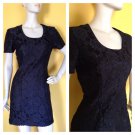 Vtg 80s Little Black Dress Lace Mini Party Cocktail Evening  S Sheath Classic
