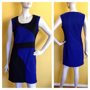 By Deep Los Angeles Blue Black Colorblock Bodycon Stretch Dress L