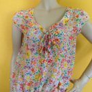 H&M Sheer Retro 60's Style Floral Print Kitten Bow Button Front Blouse Top 6