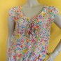 H&M Sheer Retro 60's Style Floral Print Kitten Bow Button Front Blouse Top 6