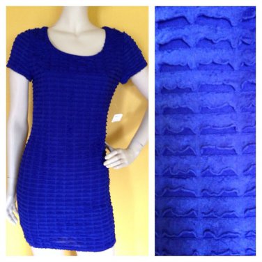 Forever 21 Stretch Tier Ruffle Royal Blue Bodycon Cocktail Occasion Dress M NWT