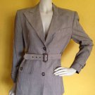 Ralph Lauren Vintage Safari Style Plaid Jacket Blazer Belted Brown & Cream 4