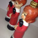 70s Trio Choir Children Christmas Carolers Hand Painted Redhead Candles Holders