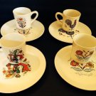 Vtg JB Berggren 8 Pc Snack Set  Luncheon Plates Cups/mugs Scandenavian Folk Art