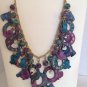 vtg 80s MSH Signed Western Stamped Metal Dangle Charm Necklace Earrings Set