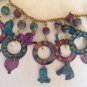 vtg 80s MSH Signed Western Stamped Metal Dangle Charm Necklace Earrings Set