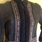 vtg 70s Boho Princess Suede Ethnic Faux Persian Lamb Trim Coat Espresso XS/S