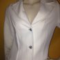 vtg 70s White Polyester Butterfly Embroidery Leisure Disco Pant Suit Blazer S/M