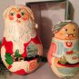 Kurt S Adler Hand Crafted Painted Wood Nesting Santa Mrs Claus Elves w/Box
