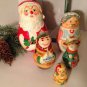 Kurt S Adler Hand Crafted Painted Wood Nesting Santa Mrs Claus Elves w/Box