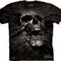 STRUCTURE BLACK WITH WHITE/SILVER SKULL W/  WINGS T-SHIRT~LARGE