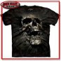 STRUCTURE BLACK WITH WHITE/SILVER SKULL W/  WINGS T-SHIRT~LARGE