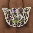 Sz 9.5 Peridot Amethyst Tourmaline Garnet Ring 925 Sterling Silver RG187 L8973