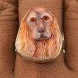 Cocker Spaniel Dog Hand Painted Collectible 925 Sterling Silver Ring Size 8