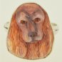 Cocker Spaniel Dog Hand Painted Collectible 925 Sterling Silver Ring Size 8