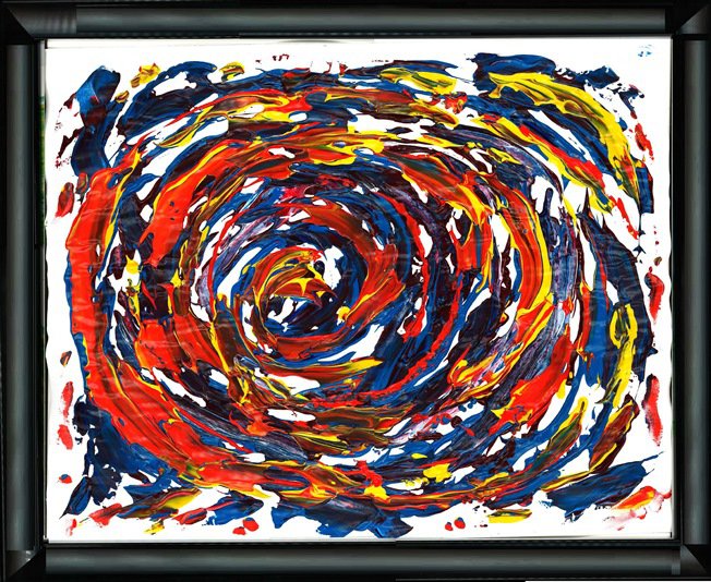 Framed abstract of primary colors