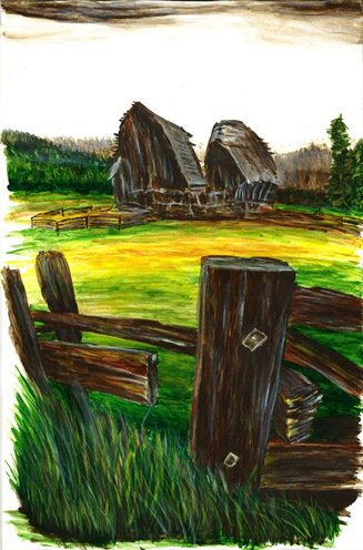 landscape with a barn