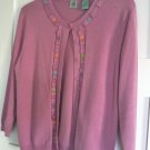 HWR Monogram Anthropologie L Pink Mauve Alice Cardigan Candy-Color Buttons