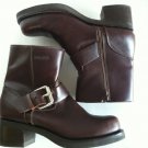Durango 8 Dark Brown Leather Ankle Boots Chunky Silver Buckle Made in Brazil