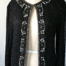 Silky Nights by Cherish S Black Beaded Embellished Topper Duster Tunic Jacket